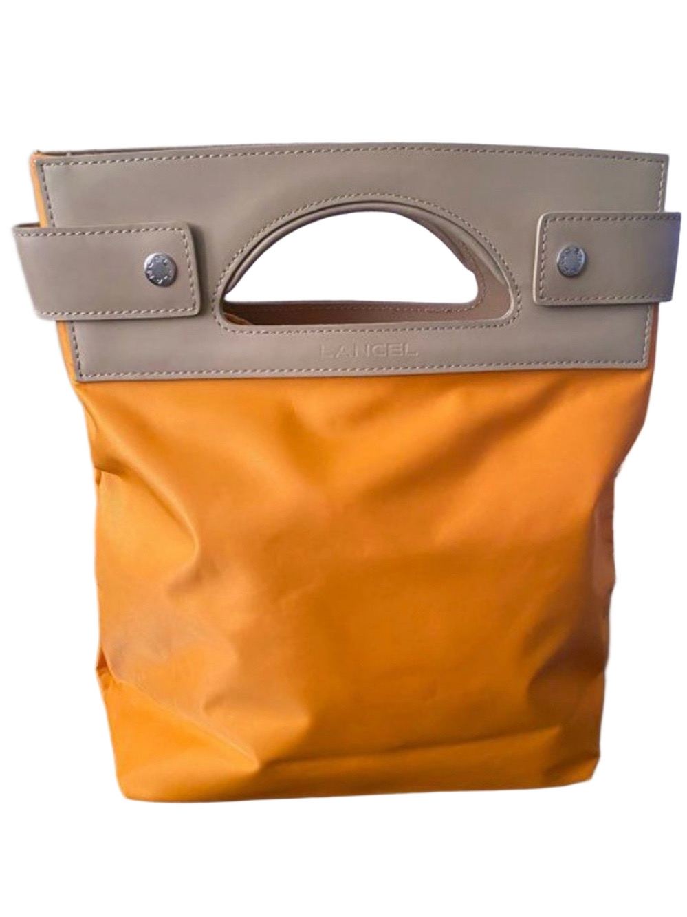 Lancel Leatherlook & Canvas look Folding Pouch Bag tan and orange